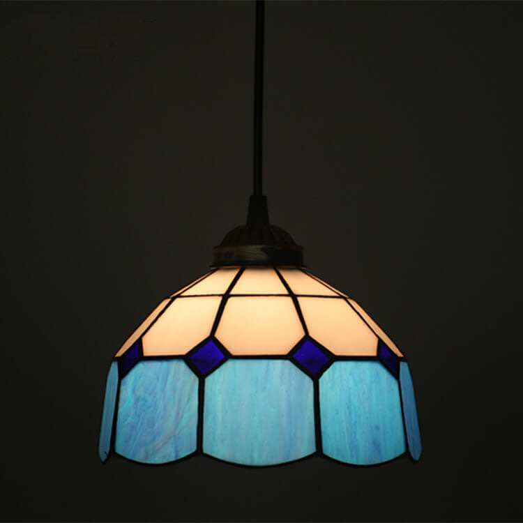 Tiffany Stained Glass Dome Shade European 1-Light Pendant Light