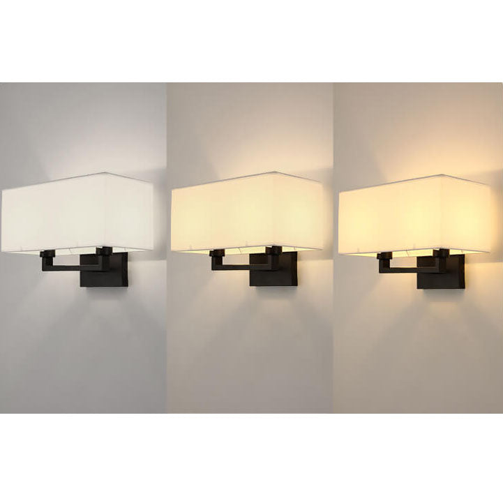 Modern Minimalist Solid Color Rectangular Iron Fabric 1-Light Wall Sconce Lamp