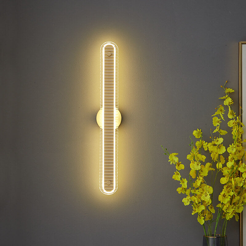 Modern Luxury Long Strip Copper Glass LED Wall Sconce Lamp