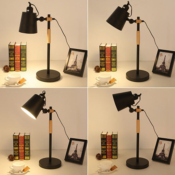 Modern Minimalist Solid Color Wood Hardware 1-Light Table Lamp