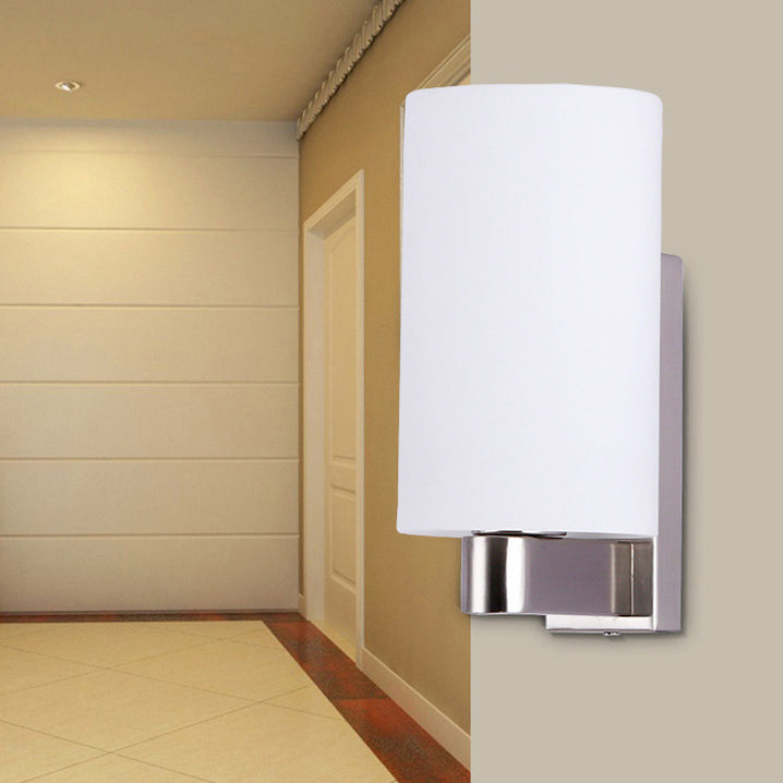 Modern Minimalist Iron Glass Cylinder 1-Light Wall Sconce Lamp For Hallway