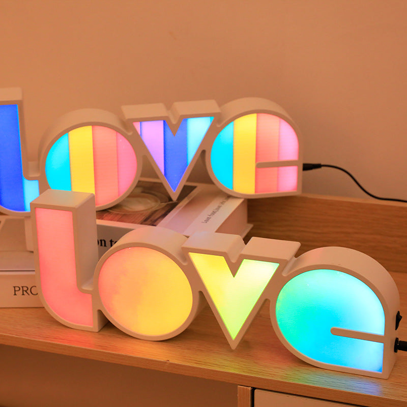 Modern Art Deco Waterproof PS LOVE Letter LED Table Lamp For Bedroom