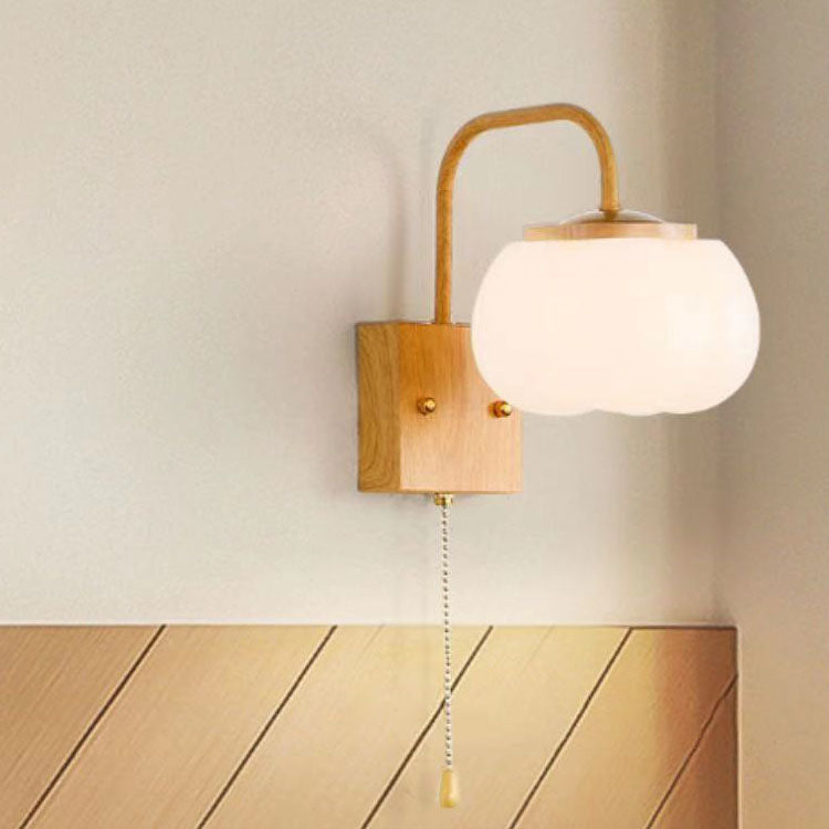 مصباح حائط فرنسي بسيط من الكابوك الخام على الطراز الكريمي، مزود بمصباح واحد