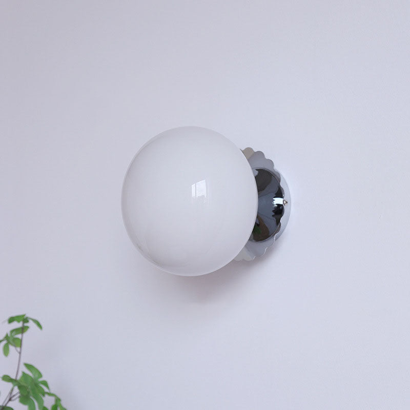 Modern Vintage Minimalist Iron Glass Round Head 1-Light Wall Sconce Lamp