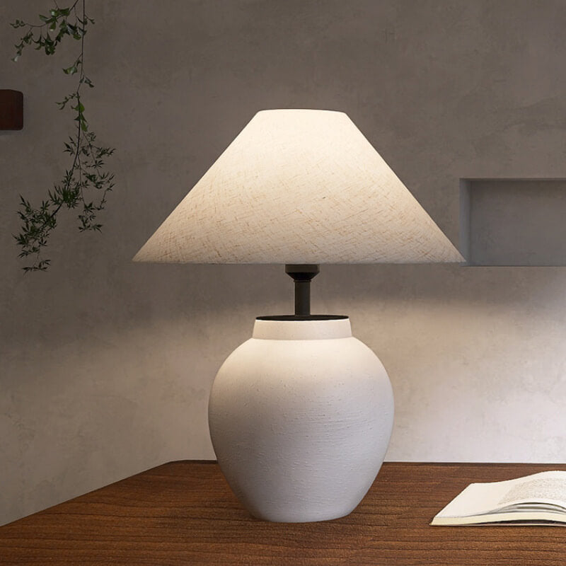 Modern Japanese Metal Ceramic Pot 1-Light Table Lamp