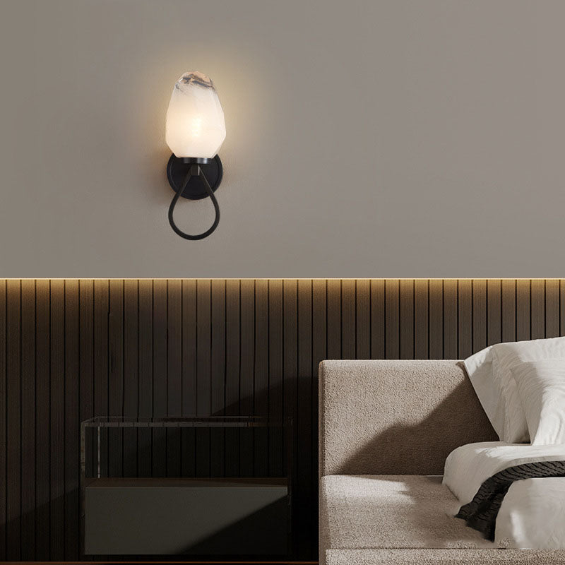 Modern Luxury Brass Geometrical Glass Shade 1-Light Wall Sconce Lamp For Bedroom