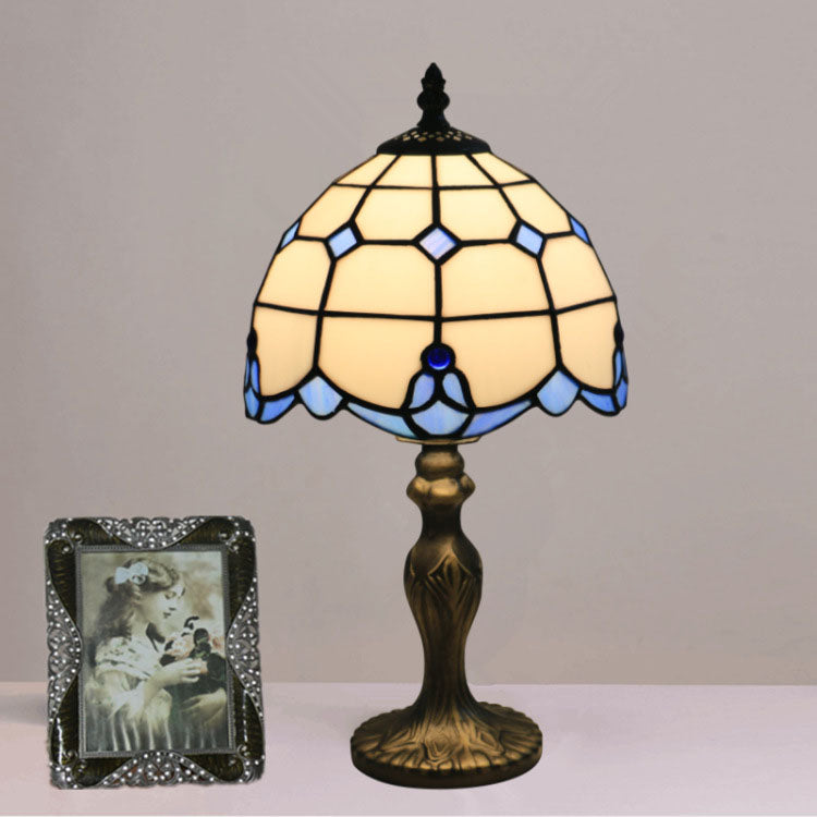 Traditional Tiffany Resin Glass Umbrella Shape 1-Light Table Lamp For Bedroom