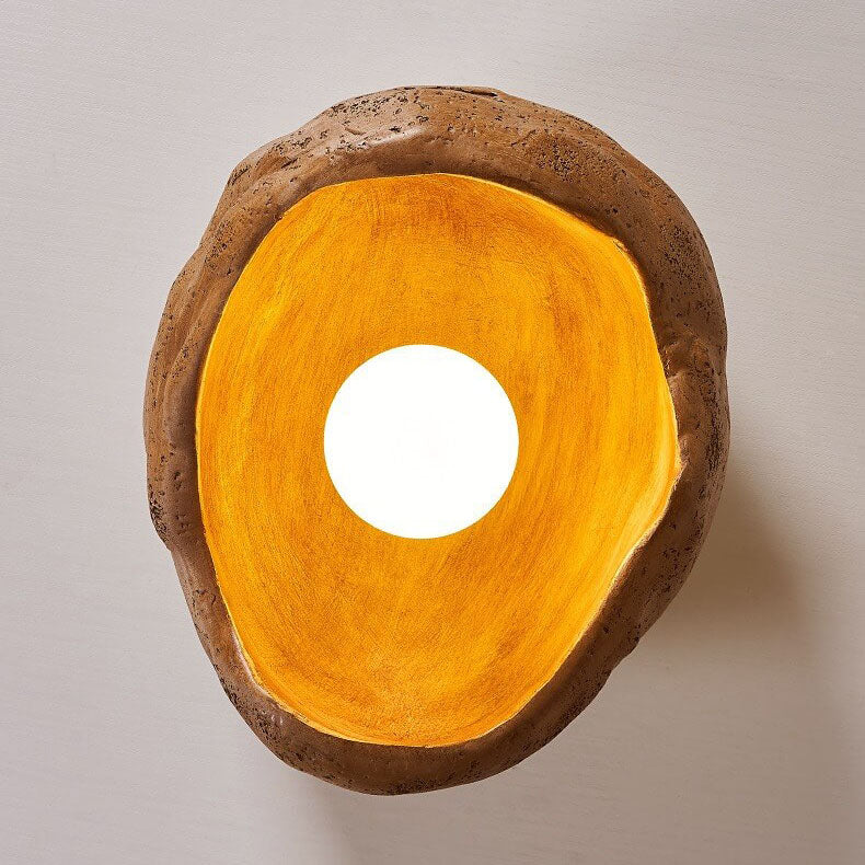 Japanese Creative Resin Rock Texture 1-Light Flush Mount Ceiling Light