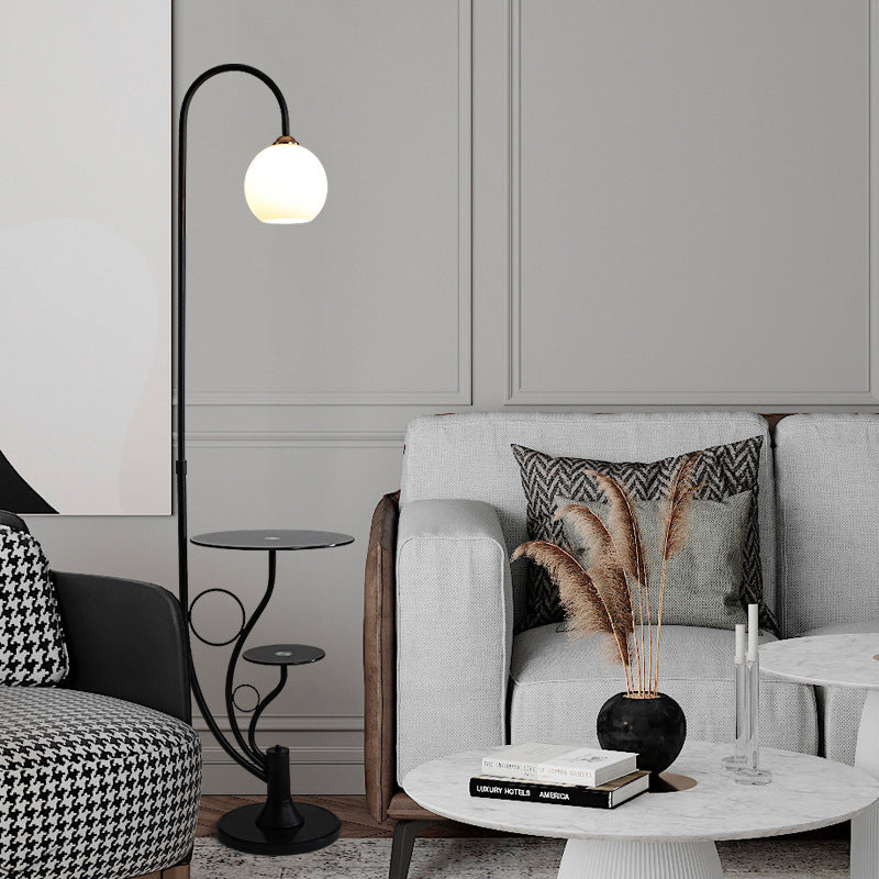 Modern Minimalist Marble Table Iron Linen Glass 1-Light Standing Floor Lamp
