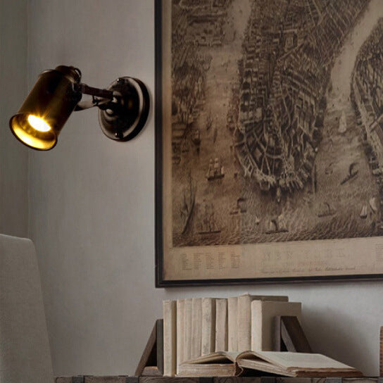 Traditional Vintage Cylinder Iron 1-Light Wall Sconce Lamp For Bedroom