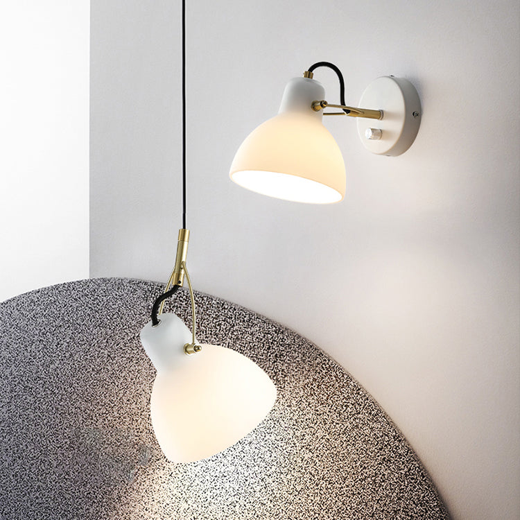 Modern Simplicity Iron Glass Dome Hemispheroid 1-Light Wall Sconce Lamp For Bedside