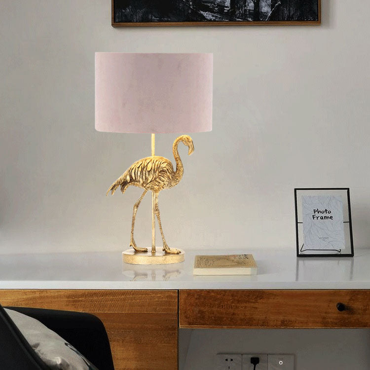 Nordic Luxury Flamingo Resin Fabric 1-Light Table Lamp