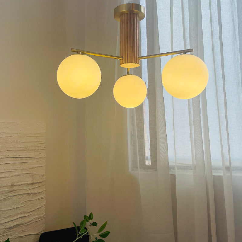Modern Creative Minimalist Copper Glass Sphere 3/5-Light Semi-Flush Mount Ceiling Light