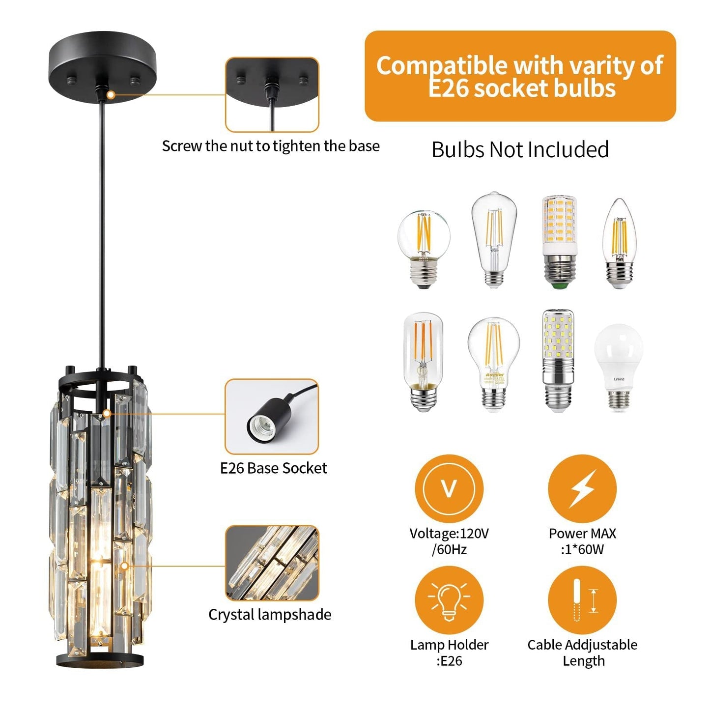 Modern Luxury Crystal Column Iron 1/3/4 Light Island Light Chandelier