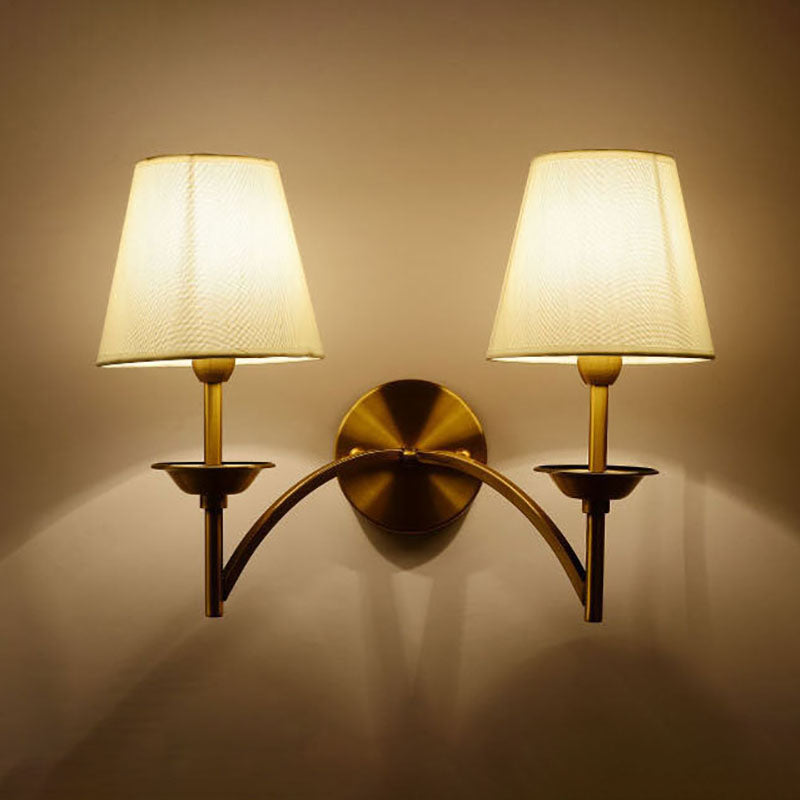 Modern Mid-Century Iron Fabric Cylinder 1/2 Light Wall Sconce Lamp For Bedside