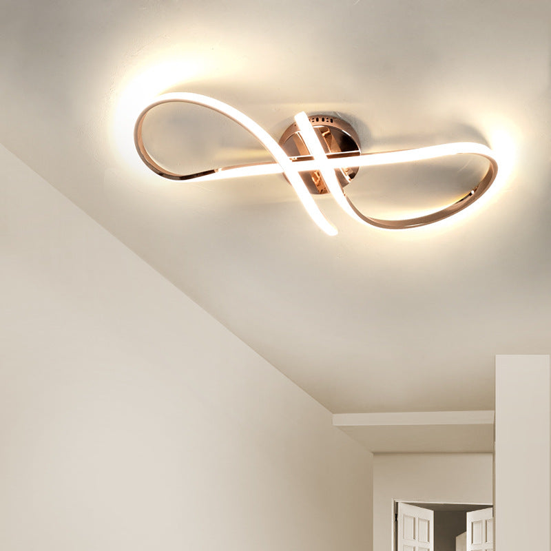 مصباح سقف LED شبه مسطح من الألومنيوم والسيليكون بتصميم حلزوني ملتوي عصري بسيط لغرفة النوم