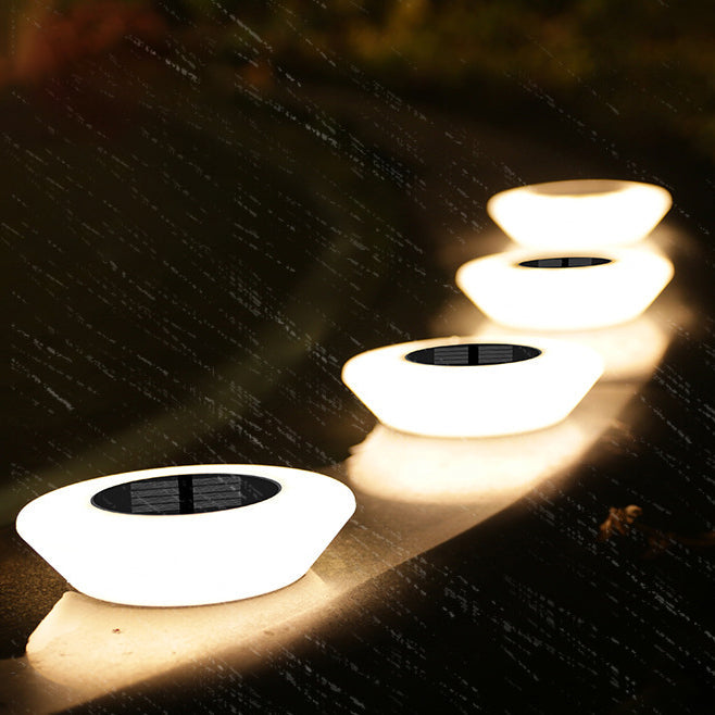 Modern Simplicity Solar Waterproof PP PS Round Conic LED Landscape Lighting Outdoor Light For Garden
