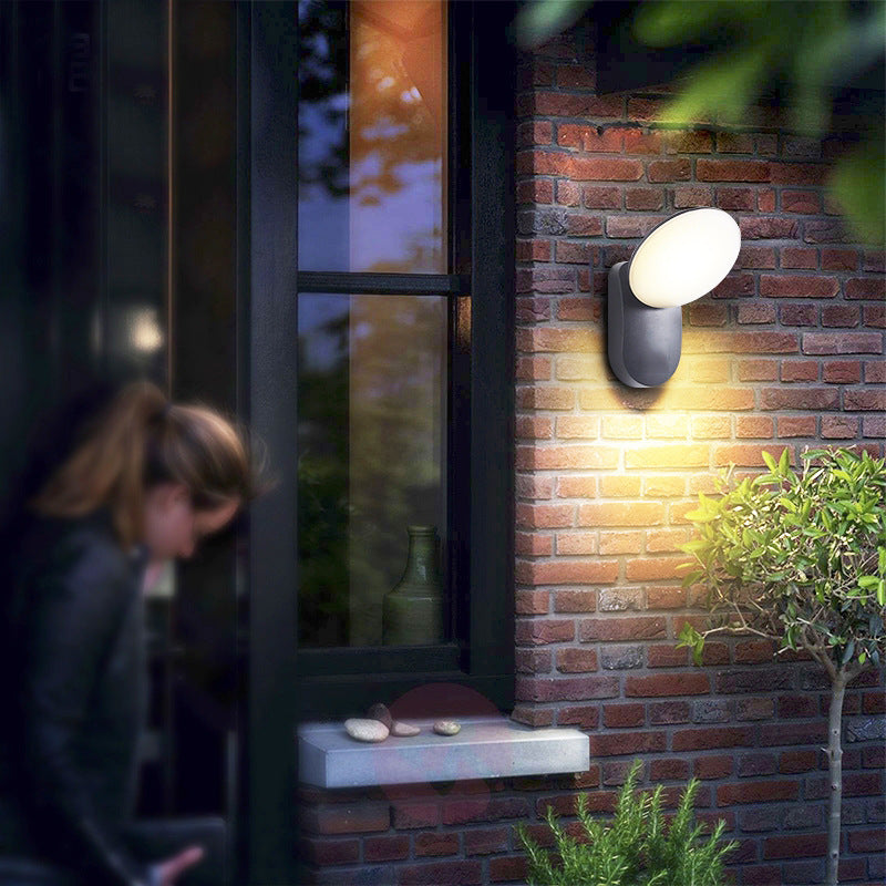 Contemporary Industrial Waterproof Aluminum PC Round Shade LED Wall Sconce Lamp For Garden