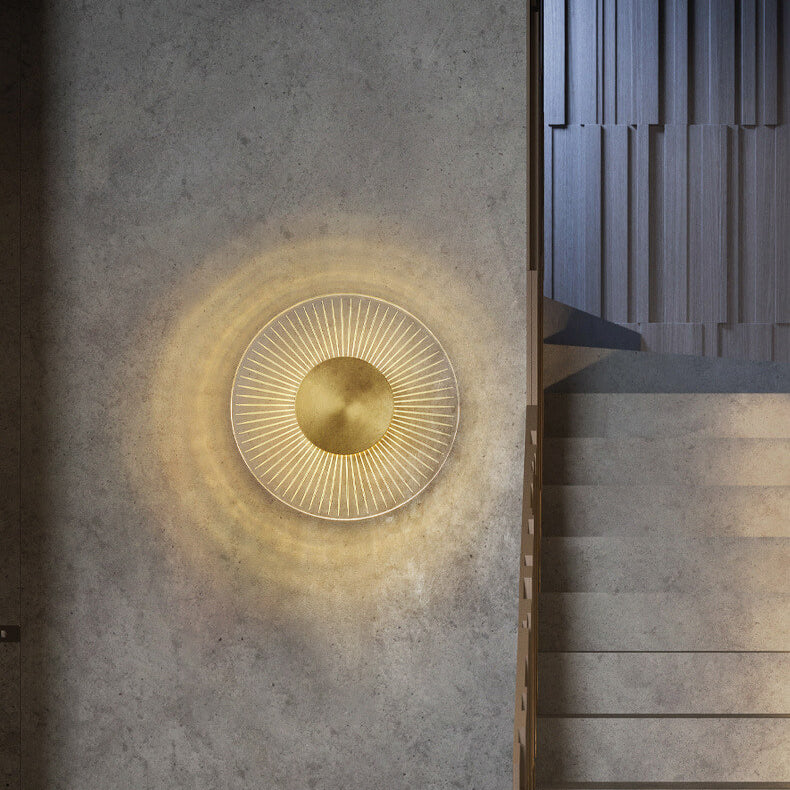 Industrial Full Copper Round Line Design LED Wall Sconce Lamp