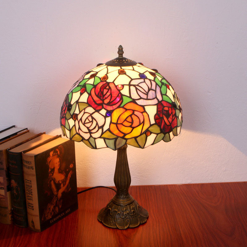 Tiffany Creative Alloy Four-Color Rose 1-Light Table Lamp