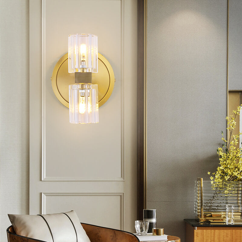 مصباح حائط أسطواني نحاسي فاخر حديث مزود بمصباحين