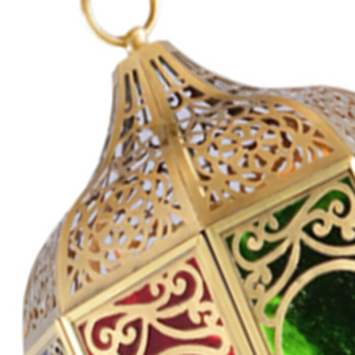 مصباح معلق من النحاس بالكامل على الطراز المتوسطي، مزود بمصباح واحد