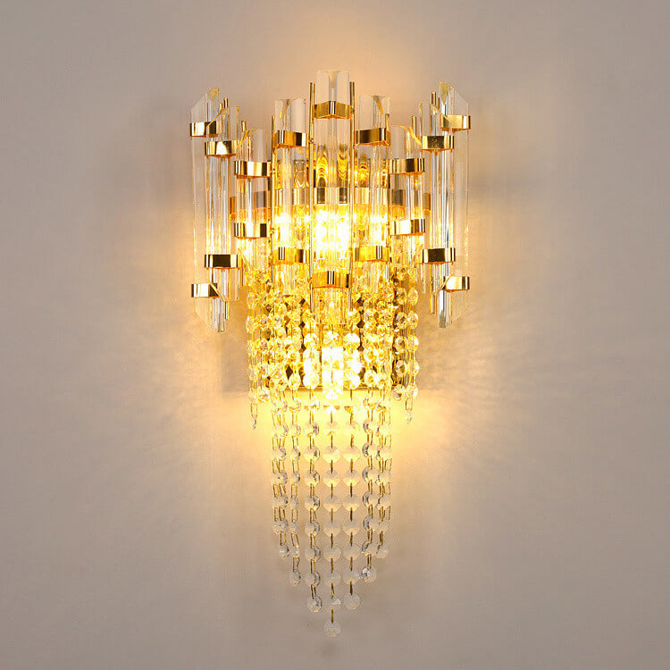 Modern Luxury Crystal Tassel Gold 2/3 Light Wall Sconce Lamp