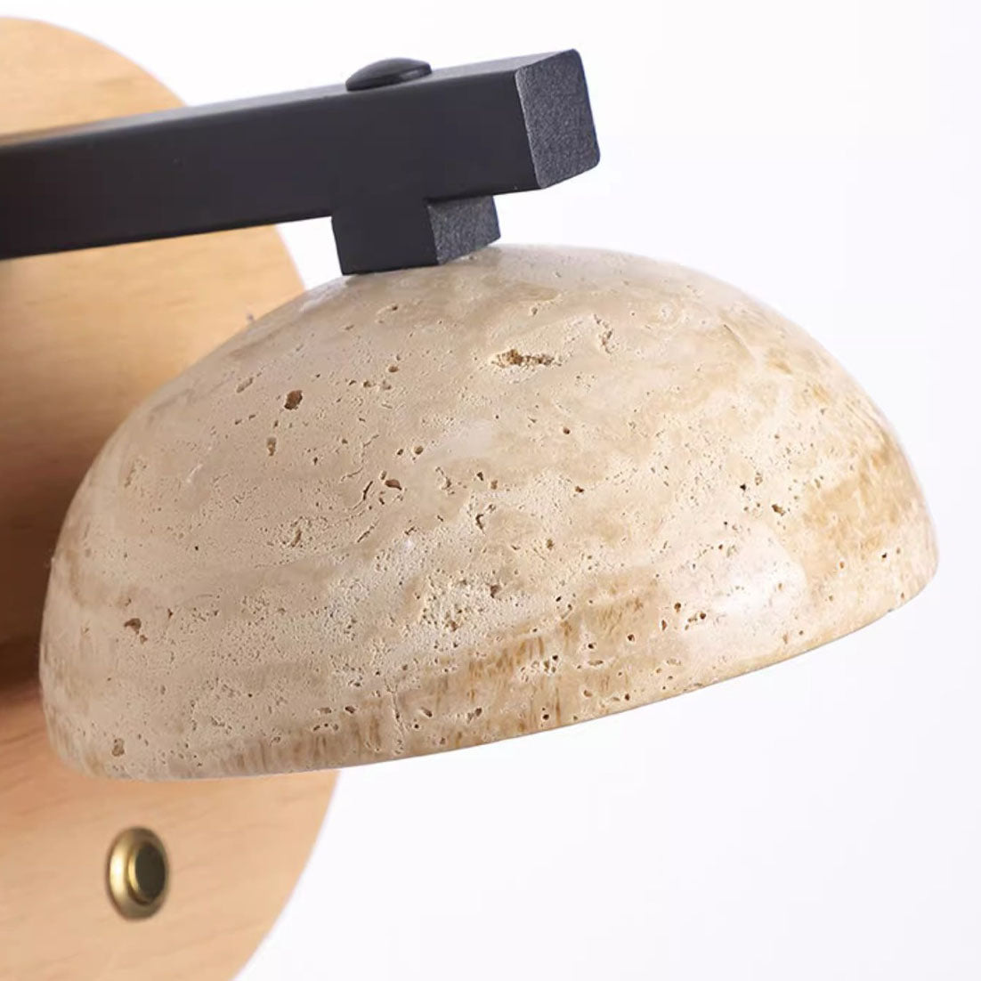 مصباح حائط LED دائري نصف كروي من خشب الجوز الدولوميت الياباني التقليدي للسرير