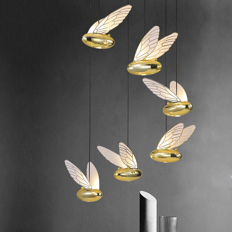 Contemporary Luxury Acrylic Resin Bee Shape LED Pendant Light For Living Room