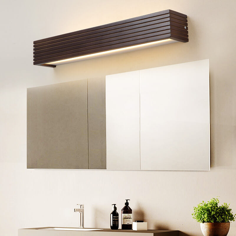 Modern Chinese Walnut Square Bar Vanity LED Wall Sconce Lamp