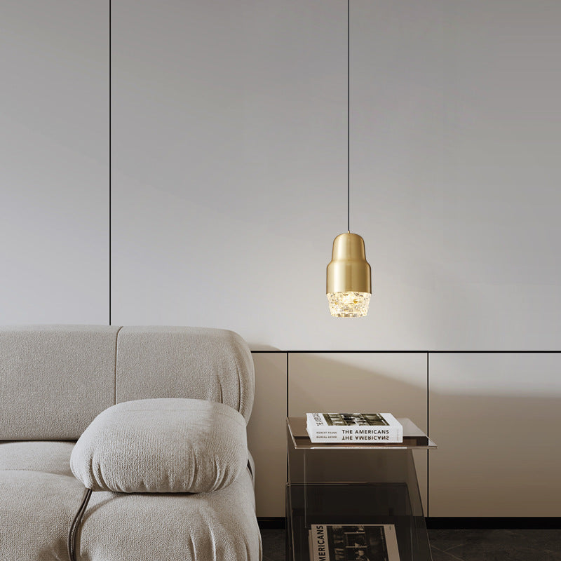 مصباح LED أسطواني فاخر من النحاس والأكريليك بتصميم عصري