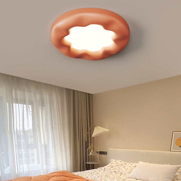 Modern Cream Flower Design Resin Acrylic LED Flush Mount Ceiling Light