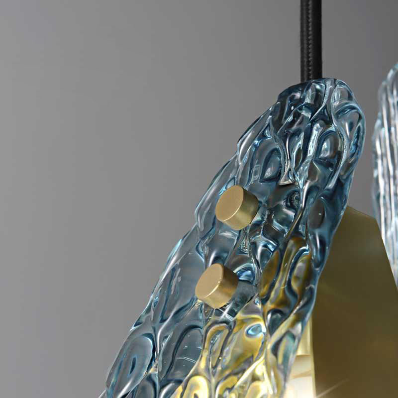 Contemporary Creative Petal Copper Glass 1-Light Pendant Light For Bedroom