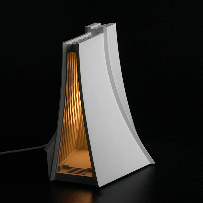 Contemporary Scandinavian Triangle Concrete LED Table Lamp For Bedroom