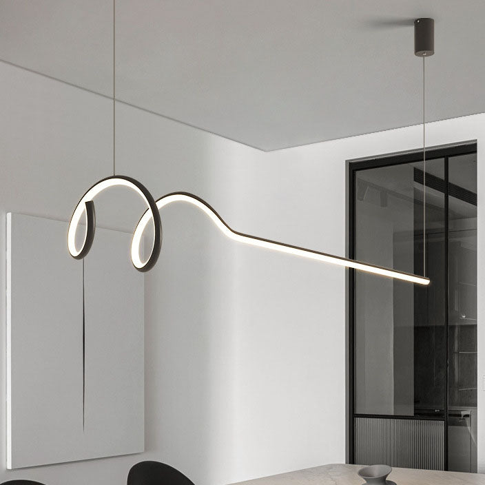 ثريا إضاءة LED طويلة لولبية من الألومنيوم بتصميم عصري بسيط لغرفة الطعام
