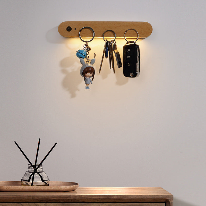 Modern Minimalist Wood Strip Magnetic LED USB Human Sensor Night Light Wall Sconce Lamp For Bedroom
