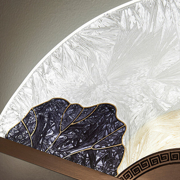 Modern Chinese Glass Folding Fan Shaped Brass LED Wall Sconce Lamp