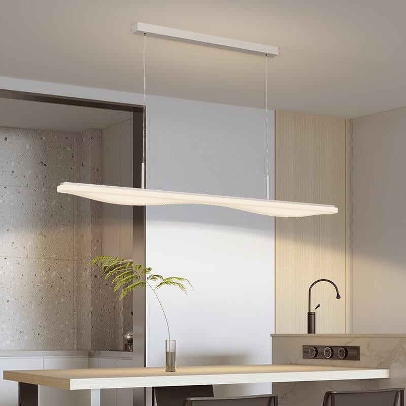 Modern Minimalist Long Iron Rolled Plastic LED Island Light Pendant Light For Dining Room