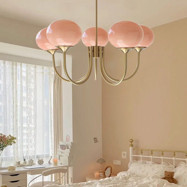 ثريا حديدية زجاجية بتصميم بيضاوي منحني بتصميم عصري بسيط، 3/5 ضوء لغرفة المعيشة