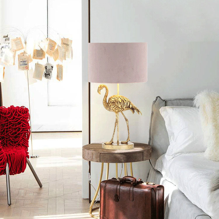 Nordic Luxury Flamingo Resin Fabric 1-Light Table Lamp