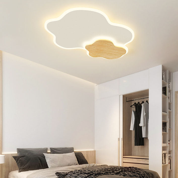 Japanese Minimalist Cloud Log Acrylic LED Flush Mount Lighting