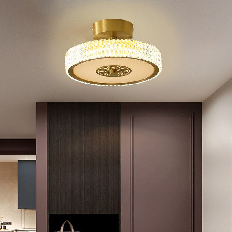 Modern Light Luxury Retro Full Copper Cloud Glass LED Flush Mount Lighting