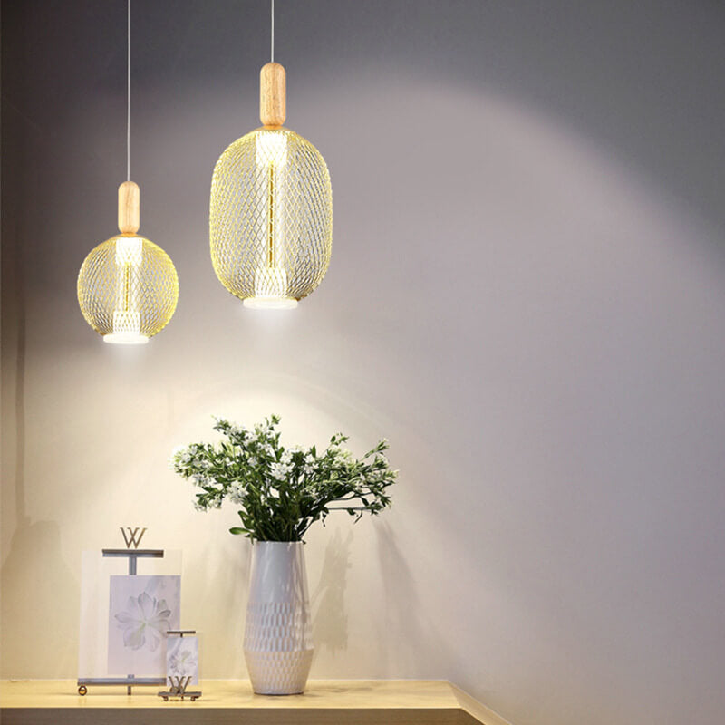 مصباح LED معلق بظل شبكي زجاجي حديث