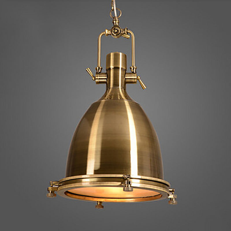 Contemporary Industrial Polish Iron Semicircular Shade 1-Light Pendant Light For Dining Room