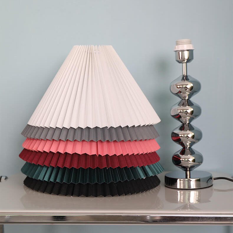 Contemporary Nordic Pleated Paper Shade Hardware Base 1-Light Table Lamp For Home Office