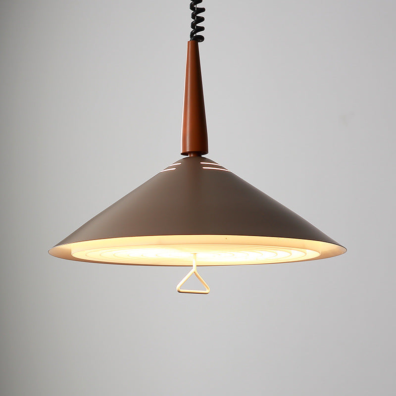 Contemporary Scandinavian Cone Funnel Iron 1-Light Pendant Light For Living Room