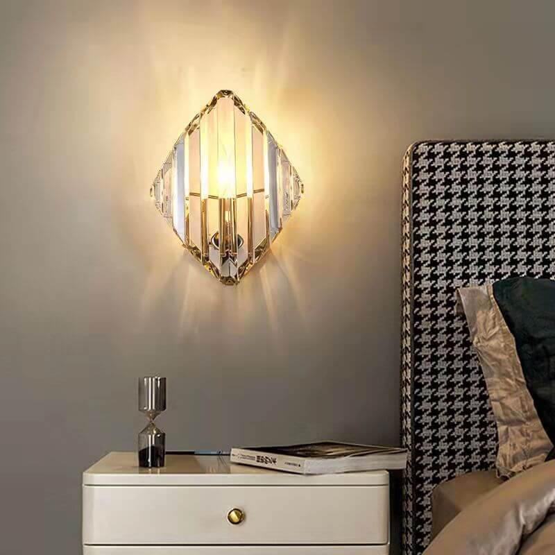 Modern Light Luxury Crystal Triangle Geometry 1/2/3 Light Wall Sconce Lamp