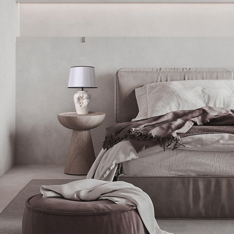 Modern Minimalist Carved Vase Base Ceramic Fabric 1-Light Table Lamp