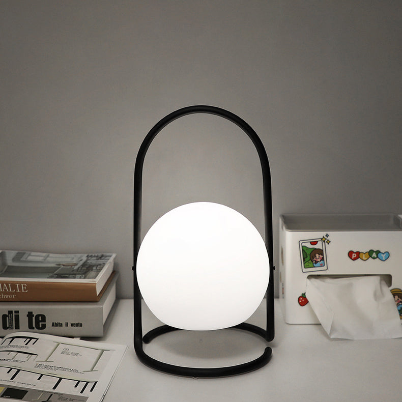 Contemporary Nordic Metal PE Ball Egg Cube Cylinder LED Hanging Rechargeable Table Lamp For Bedside