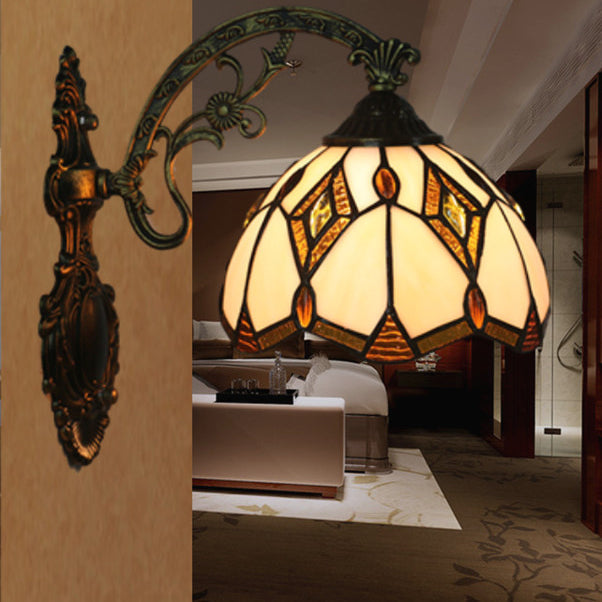 Tiffany Vintage Baroque Geometric Bowl 1-Light Wall Sconce Lamp